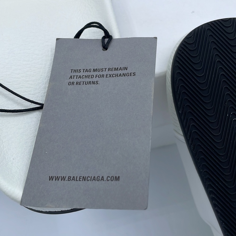 Balenciaga White Leather Slides Sandals Size 40 EU / 10 US NIB - Picture 6 of 7